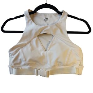 ALO Yoga Catch The Vibe Bra White Activewear Top Size S